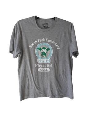 South Park Elementary Cows Phys Ed Shirt Large Gray 2016 Comedy Central y2k
